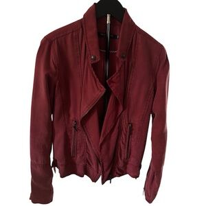 Max Jeans Women's Burgundy Moto-Style Jean Jacket